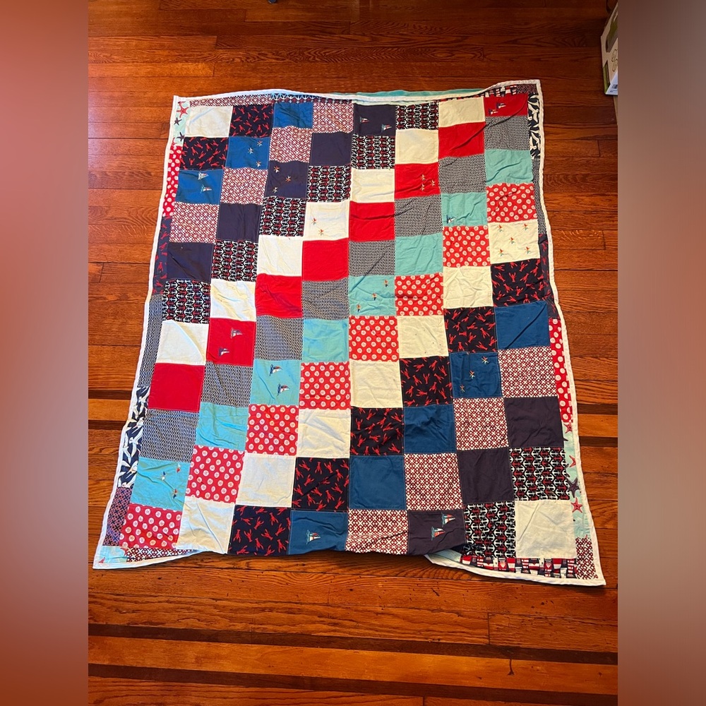 Vintage Handmade Patchwork Block Quilt Blanket Throw baby blanket 50”X 40”gorge